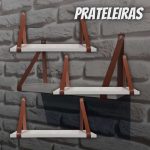 Kit 3 Prateleiras Branca em MDF 60x15cm com alça Preta para sala cozinha banheiro quarto