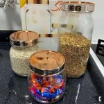 Jogo de Potes de Vidro Ruvolo Glass Company – com Tampa Redondo Gourmet Style 3 Peças