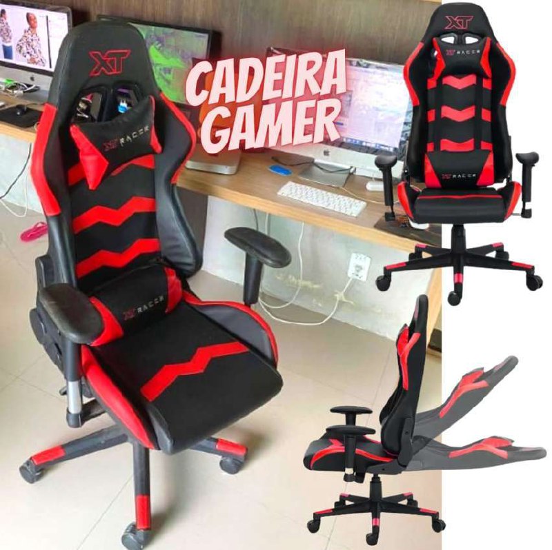 Cadeira Gamer XT Racer, Reclinável, Preto e Vermelha, Speed Series -  XTS140XT RacerXTS140