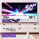 Smart TV LED 50″ 4K Philco PTV50G70R2CBBL Roku TV com Dolby Audio, HDR10 e Processador Quad-core