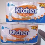 Papel Toalha Kitchen Jumbo Folha Dupla – Pack com 3 rolos de 120 unidades de 19×20 cm cada