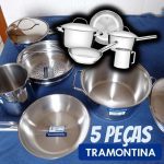 Jogo de Panelas Tramontina Aço Inox Allegra 5 Peças Fundo Triplo
