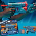 Lança Dardos Nerf Elite 2.0 Volt SD-1, com 6 Dardos Oficiais e Mira Luminosa – E9953 – Hasbro, azul e laranja