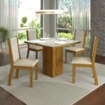 Mesa de Jantar 4 Cadeiras Quadrada Viero Móveis – Essence