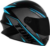 Capacete Moto R8 Pro Tork Fechado 60 Preto/Azul Claro Viseira Fumê