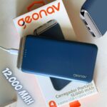 Carregador Portátil Universal 12.000 mAh, 2 Saídas USB + 1 Saída USB-C, Azul Marinho, PB12KMB, Geonav