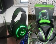 Headset Gamer Warrior Rama P3+USB Stereo com Adaptador P2 LED Verde