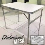 Mesa Dobrável De Alumínio Com Tampo De Mdf, 60 cm x 45 cm, Palisad