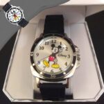 Disney Relógio infantil MK1080 Mickey Mouse com pulseira de borracha preta