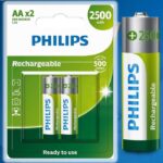 Pilha Philips recarregável AA 1.2V 2.500mAh com 2 unidades R6B2RTU25/59