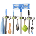 Suporte Inox 4 Lugares Vassoura Rodo Ganchos