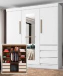 Guarda-roupa Casal com Espelho 3 Portas 6 Gavetas – E77020 Miami