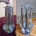 Conjunto de Gadgets de Silicone com Cabo Inox 7 Peças Euro Cinza