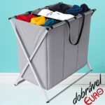 Organizador dobrável de roupas sujas com 3 compartimentos