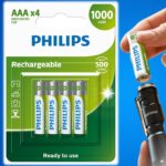 Pilha recarregável AAA 1.2V 1.000mAh, PHILIPS