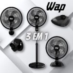 Ventilador de Coluna, Parede e Mesa WAP Rajada TURBO W130 3 EM 1 Preto 130W 50CM