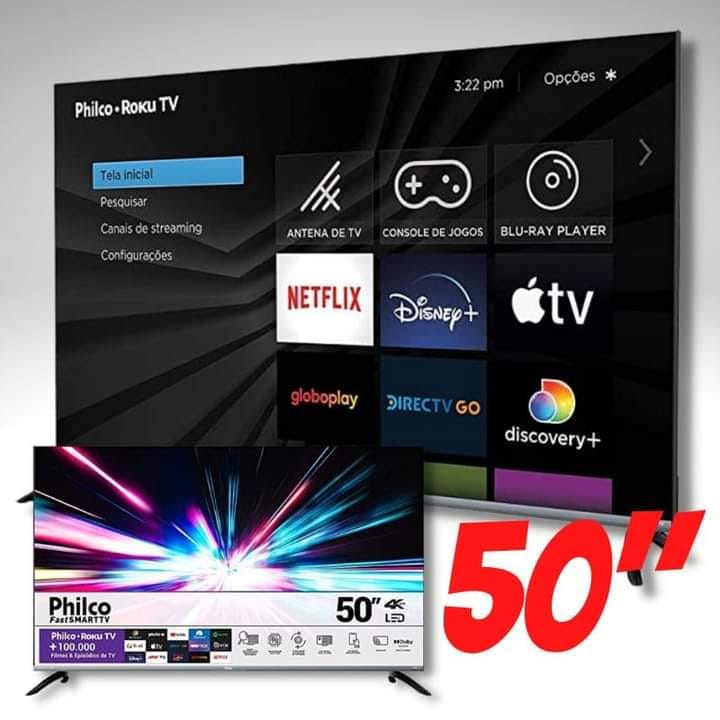 Smart TV LED 50" 4K UHD Philco PTV50G70R2CSGBL - Roku TV - Adoro Promoção
