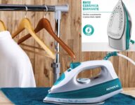 Ferro de Passar Roupa a Vapor Mondial – Lar FVN-01-G Branco e Verde