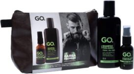 Kit Necessaire Shampoo e Óleo Tree, barba e cabelo, anti coceira, previne a caspa, natural, vegano, sem sulfato, sem sal, hidratante e condicionante, com necessaire Go Man 2 produtos em 1