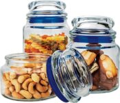 Conjunto Potes de Vidro Multiuso 3 Peças Euro Azul