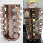 Porta Temperos Condimentos Inox 20 Potes Com Base Giratório (Rose)