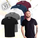 Kit 5 Camisetas Masculinas Slim Gola V Algodão Premium