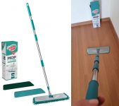 Mop Plano 3 EM 1, Limpeza Pesada, Úmida e Tira Pó, MOP0617, Flash Limp, Inox e verde