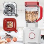 Oster OLIQ605 1100 Full – Liquidificador, 3,2L, 110V, 1100W, Branco e Vermelho