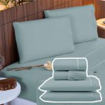 Jogo Lençol Percal 400 Fios Ponto Palito Cama Queen 4 peças