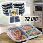 Recipientes Bento para refeições Enther com tampas, capacidade de 1 kg, pacote com 12 unidades