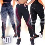 Kit com 2 Leggings Mescla Sublimadas Cintura Alta