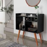 Aparador Buffet Retrô com Adega Bar Rubi Suporte Pés Palito – Preto