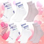 Kit 06 Pares Meia Puma Infantil Cano Médio Algodão Criança Meninas