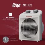 WAP AIR HEAT Aquecedor de Ambientes Elétrico Portátil 1500W 3 em 1 Com Ventilador e Triplo Sistema de Segurança 127V