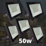KIT 5 refletor 50w LED SMD Holofote Bivolt Externo Luz Branca