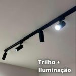 trilho eletrificado 1m + 4 spots 7w 3000k bivolt preto