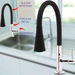Torneira Para Cozinha Bancada Flexível tubo Preto Conic 2 Jatos 3069 C29
