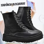 Bota Coturno Feminina Tratorada Tendência Blogueiras Fosco ou Verniz