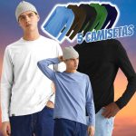 Kit com 5 Camisetas Básicas Manga Longa Masculinas Lisa