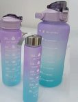 Kit 3 Garrafas Squeeze 2 Litros 900ml 300ml Kit 3 Garrafa Squeeze Garrafa Motivacional Água Canudo Adesivos 3d e 2d Academia Fitness Escola Trabalho Passeio Viagem