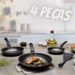 Conjunto de Frigideiras Antiaderente Eirilar – de Alumínio 1580 Grafite 4 Peças