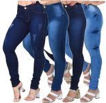 kit 4 Calças Jeans Feminina Skinny Cós Alto que empina Hot Pants Cintura Alta Com Lycra Strech