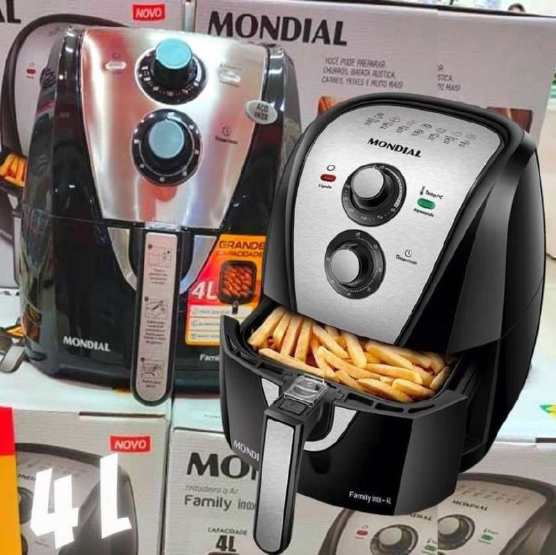 Fritadeira Sem Óleo Air Fryer 4L, Mondial, Preto/Inox, 1500W, 110V ...