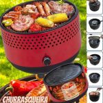 Churrasqueira a Carvão Portátil com Ventilador – Nell GB-PC1 PR com Assadeira