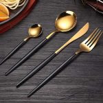 Talheres Inox 24 Peças Com Colher Garfo Faca e Colher de Café (24 Peças Ouro Preto)