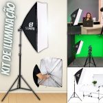Kit de Iluminação Softbox 50x70cm com Soquete E-27 Embutido e Tripé de 2 metros Sou Foto para Estúdio Fotográfico