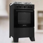Fogão 4 bocas Atlas Mônaco Plus Preto com Acendimento Automático e Mesa Inox