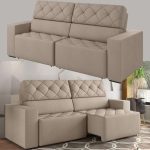Sofá Retrátil Reclinável 4 Lugares Suede Veludos