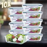 Kit 10 Potes De Vidro Retangular Com Tampa Hermética 640ml