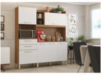 Cozinha Compacta Demóbile Select com Balcão – Nicho para Micro-ondas 6 Portas 2 Gavetas